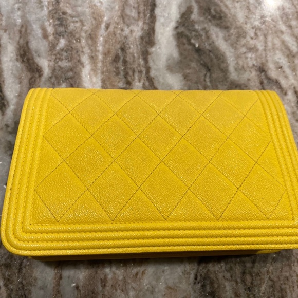Amazing Condition! CHANEL Boy Wallet On Chain Yellow! 💛💛💛 - Picture 8 of 12